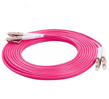 3.0mm DX MM 50/125 OM4 LC to LC Fiber Optic Patch Cord PINK LSZH outer Jacket
